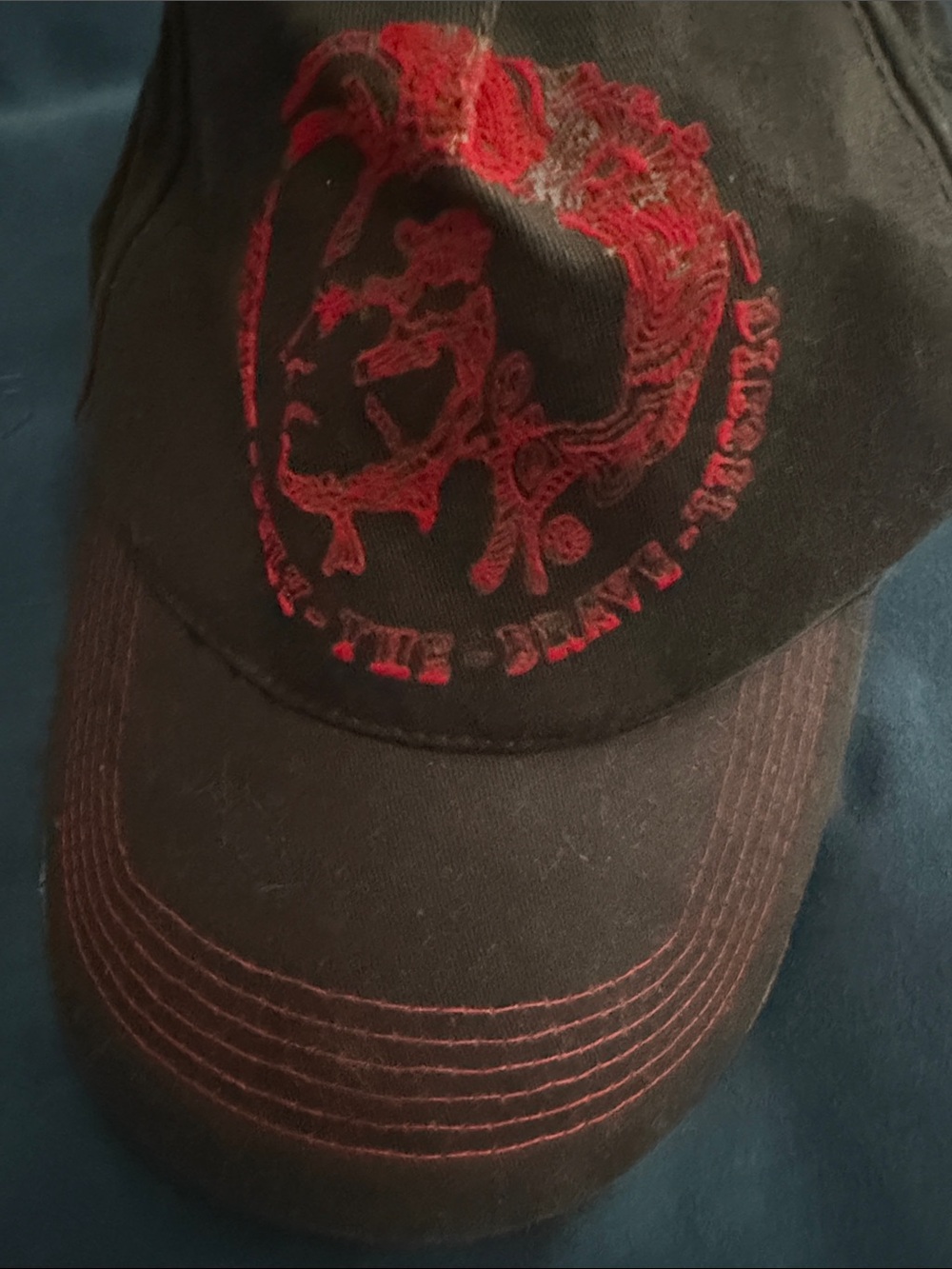 Vintage Diesel Black Cap with Red Embroidered Logo